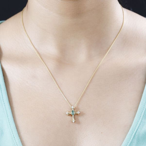 AA Tansanit und Moissanit Kreuz-Anhänger, ca. 0,37 ct. image number 3