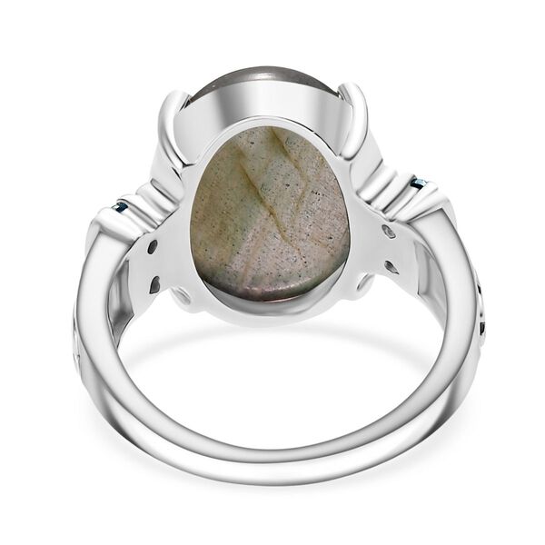 Labradorit, Himmelblauer Topas Ring 316L Edelstahl (Größe 20.00) ca. 9.96 ct image number 5