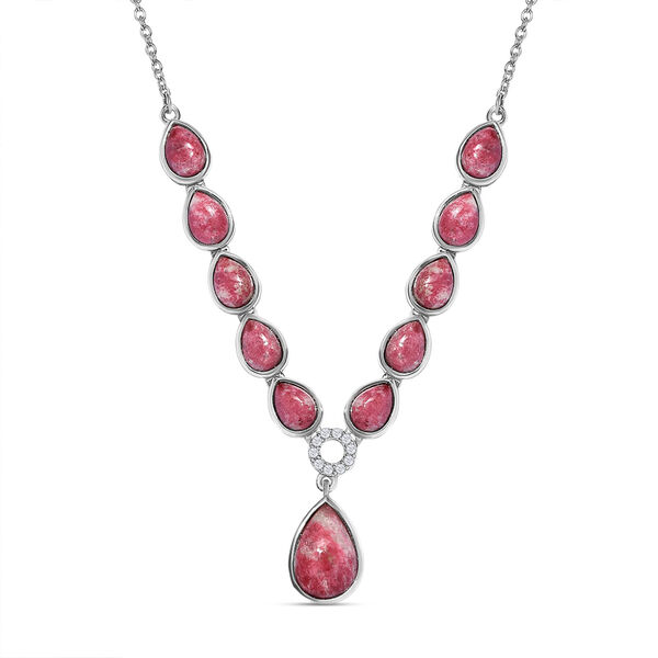 Norwegische Thulit-Halskette, ca. 45 cm, 925 Silber platiniert ca. 14.54 ct image number 0