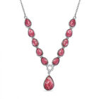 Norwegische Thulit-Halskette, ca. 45 cm, 925 Silber platiniert ca. 14.54 ct