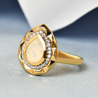Natürlicher, äthiopischer Opal und Zirkon-Ring, 925 Silber Gelbgold Vermeil  ca. 0,93 ct image number 1
