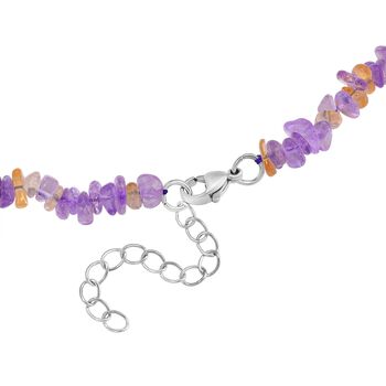 Afrikanischer Amethyst, Citrin Halskette, flexibel, Reiner Edelstahl ca. 160.00 ct