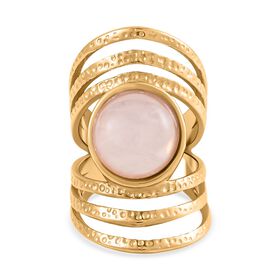 Rosa Quarz Ring Reiner Edelstahl, vergoldet, (Größe 16.00) ca. 5.00 ct