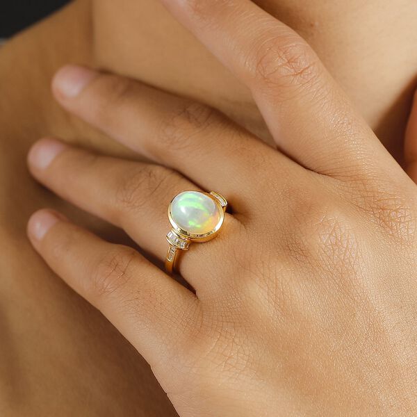 AA Natürlicher, äthiopischer Welo Opal und Diamant Ring - 3,20 ct. image number 3