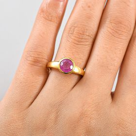 AAA Ilakaka Rosa Saphir (Fissure gefüllt) Ring 925 Silber 750 Gelbgold Vermeil (Größe 17.00) ca. 2,00 ct