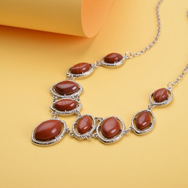 Rote Jaspis-Halskette, ca. 45 cm, ca. 125,00 ct image number 1