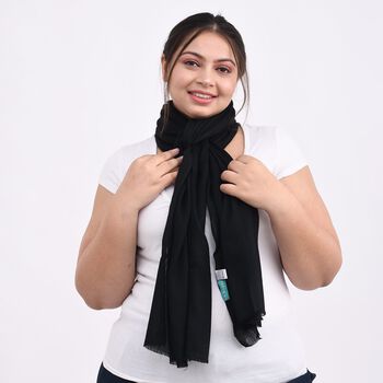 LA MAREY - 100% Kaschmirwolle superweicher Schal, Gr&ouml;&szlig;e 70x190 cm, Schwarz