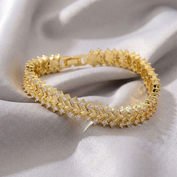 Wei&szlig;es Zirkonia Armband, 19cm image number 1