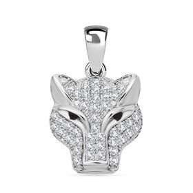 Lustro Stella Schwarzer Zirkonia, Weißer Zirkonia Anhänger 925 Silber rhodiniert