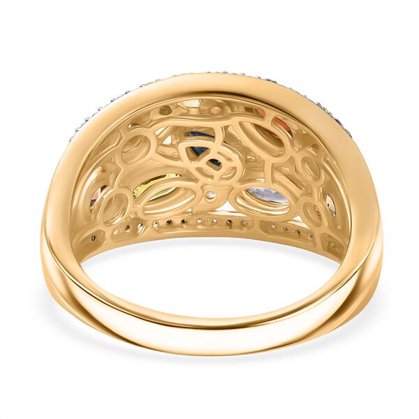 D'Joy AA Mehrfarbiger Saphir, Wei&szlig;er Zirkon Ring 925 Silber 750 Gelbgold Vermeil (Gr&ouml;&szlig;e 18.00) ca. 2.17 ct image number 6