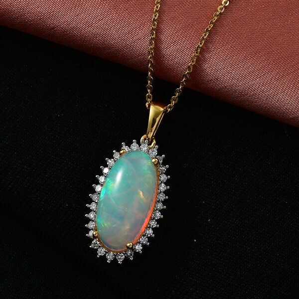 LUXURIANT - AAA Nat&uuml;rlicher, &auml;thiopischer Welo Opal, Lab Grown Diamant Schmuckset ca. 50 cm 925 Silber 750 Gelbgold vermeil ca. 3.83 ct image number 1