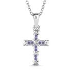 Blauer Zirkonia Anhänger mit Kette, 925 Silber und Edelstahl