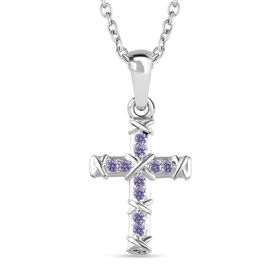 Blauer kubischer Zirkonia-Anhänger mit 50cm Kette - 0,28 ct.