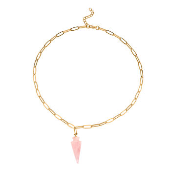 Rosenquarz Halskette ca. 50 cm Messing