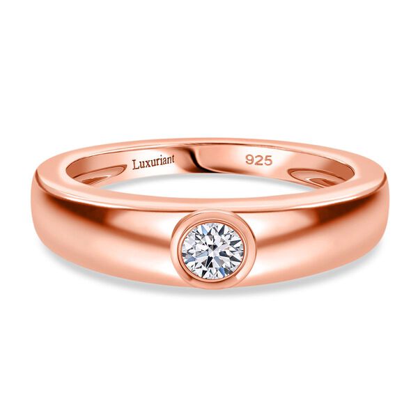 LUXURIANT VS-EF Labor Diamant Ring, 925 Silber 750 Ros&eacute;gold Vermeil - 0,25 ct.