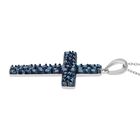 Blauer Diamant Kreuz-Anhänger mit Kette, 925 Silber platiniert ca. 0.50 ct image number 3