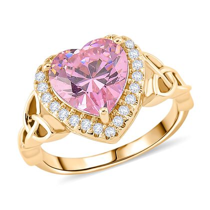 Rosa Zirkonia, Wei&szlig;er Zirkonia Ring Nickelfreies Messing vergoldet (Gr&ouml;&szlig;e 16.00)