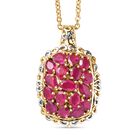 Niassa Rubin Schmuckset ca. 50 cm Nickelfreies Messing platiniert und vergoldet und 316L Edelstahl platiniert ca. 4.30 ct