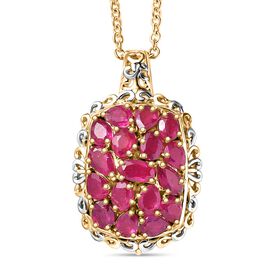 Niassa Rubin Schmuckset ca. 50 cm Nickelfreies Messing platiniert und vergoldet und 316L Edelstahl platiniert ca. 4.30 ct