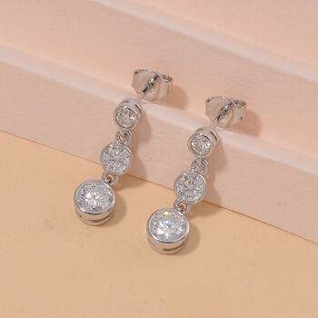 Moissanit Ohrringe, 925 Silber rhodiniert - 1,82 ct.