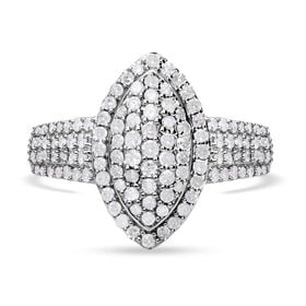 Weißer Diamant Ring 925 Silber platiniert (Größe 19.00) ca. 1.00 ct marquise 1.00 ct