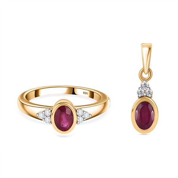 Afrikanisches Rubin und Moissanit-Schmuckset - 1,05 ct.