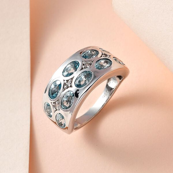 Kambodschanischer blauer und wei&szlig;er Zirkon-Ring - 3,73 ct. image number 1