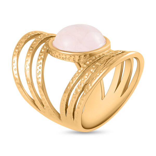Rosa Quarz Ring 316L Edelstahl, vergoldet, (Größe 16.00) ca. 5.00 ct image number 5