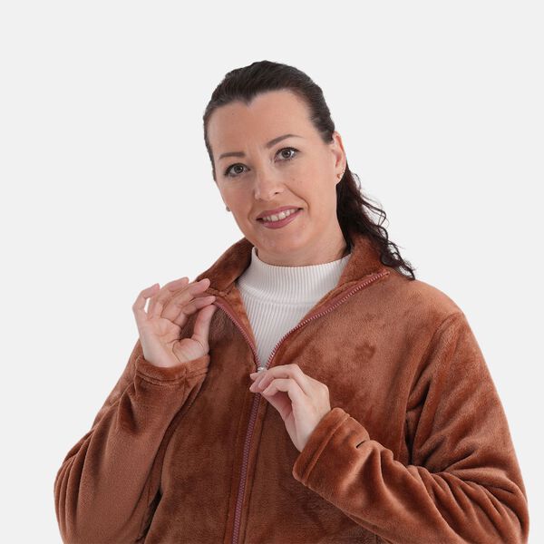 LA MAREY Jacke aus Samt mit Rei&szlig;verschluss, Gr&ouml;&szlig;e S/M, Braun image number 5