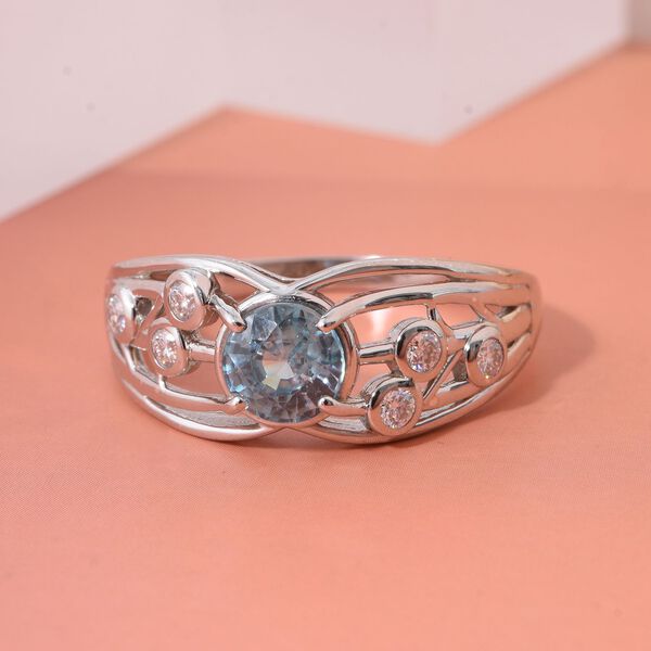 Blauer Zirkon und Moissanit Ring - 1,57 ct. image number 1
