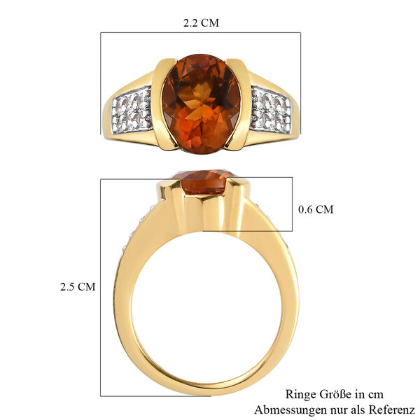 Madeira Citrin und Zirkon Ring 925 Silber vergoldet  ca. 2,82 ct image number 7