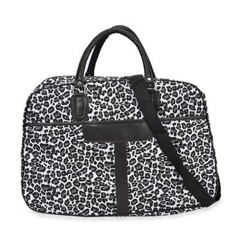 Stilvolle Leoparden-Print Reisetasche, Ma&szlig;e 50x19x33 cm, Wei&szlig;