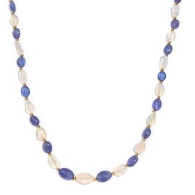 Tansanit und natürliche, äthiopische Welo Opal Halskette, 45 cm - 98 ct.