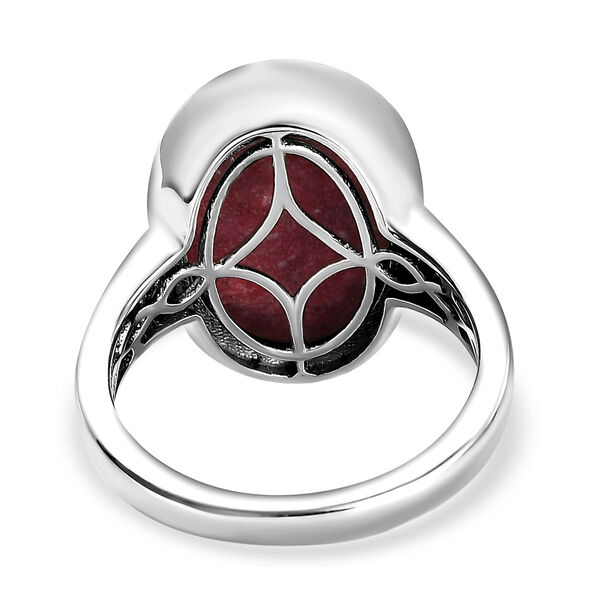 Norwegischer Thulit und wei&szlig;er Zirkon-Ring, 925 Silber platiniert  ca. 7,03 ct image number 6