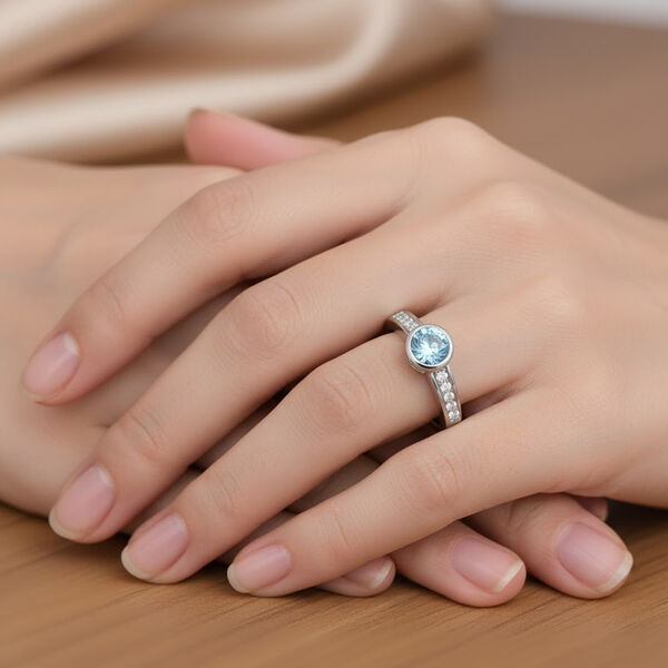 D'Joy blauer und wei&szlig;er Zirkon Ring - 1,30 ct. image number 2