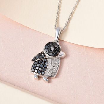 GP Italian Garden Kollektion - Wei&szlig;er und schwarzer Diamant und blauer Saphir-Anh&auml;nger mit 50 Kette - 0,54 ct.