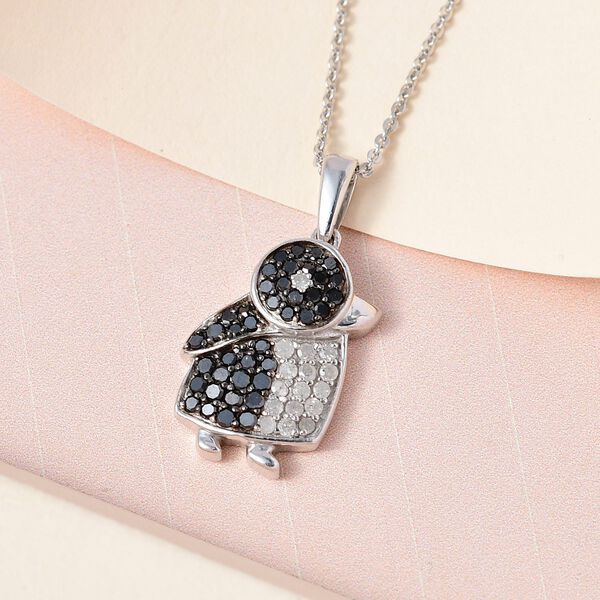 GP Italian Garden Kollektion - Weißer und schwarzer Diamant und blauer Saphir-Anhänger mit 50 Kette - 0,54 ct. image number 3