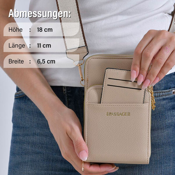 PASSAGE Crossbody Tasche, 18x6,5x11cm, Beige image number 4
