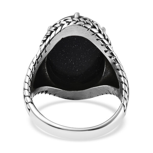 Blauer Sandstein Ring in Edelstahl image number 6