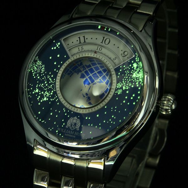 WILLIAM HUNT - Automatik Armbanduhr mit mechanischem Uhrwerk Sternenhimmel Zifferblatt, 316L Edelstahl, Silber image number 8
