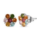 Mehrfarbige-Turmalin Ohrringe, 925 Silber platiniert, ca. 1.91 ct