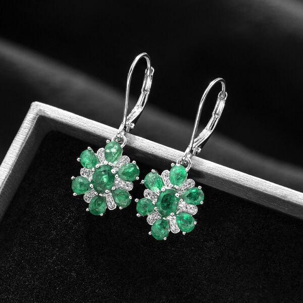AAA Kagem sambische Smaragd und Zirkon-Ohrringe - 2,51 ct. image number 1