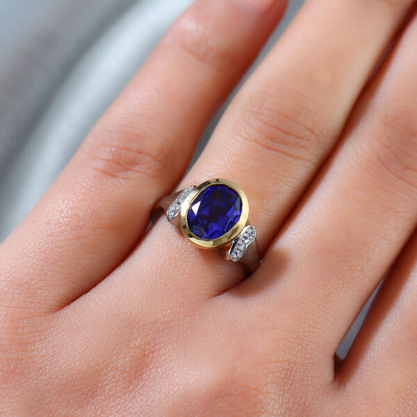 Farbiger Tansanit Quarz und wei&szlig;er Zirkon-Ring, 925 Silber Bicolor  ca. 2,90 ct image number 3