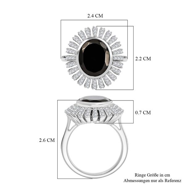 D'Joy Elite Shungit, Wei&szlig;er Zirkon Ring 925 Silber rhodiniert (Gr&ouml;&szlig;e 18.00) ca. 3,64 ct image number 6