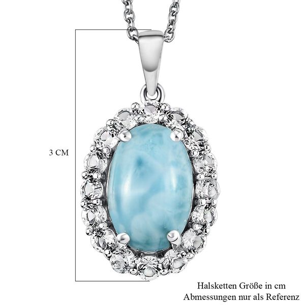 Larimar und wei&szlig;er Topas-Anh&auml;nger mit Kette, 925 Silber platiniert ca. 8.92 ct image number 6