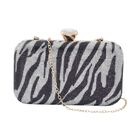 Moderne Clutch verziert mit facettierten Kristallen, 20x4x2cm, Zebra