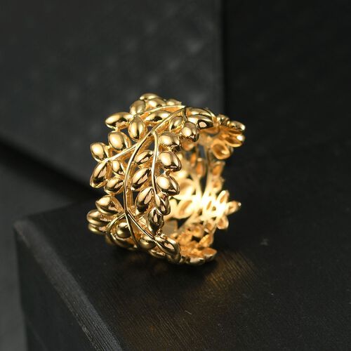 Designer Inspirierter- Blatt Ring, Goldenfarben (Größe 17.00) ca. 5,62g  image number 1