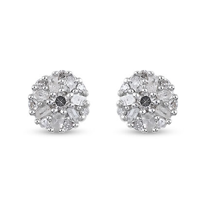 Diamant Cluster Ohrstecker 925 Silber platiniert ca. 0,15 ct
