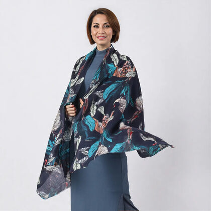 LA MAREY - Schal aus 100% Kaschmirwolle, Gr&ouml;&szlig;e: 70x200 cm, Marineblau