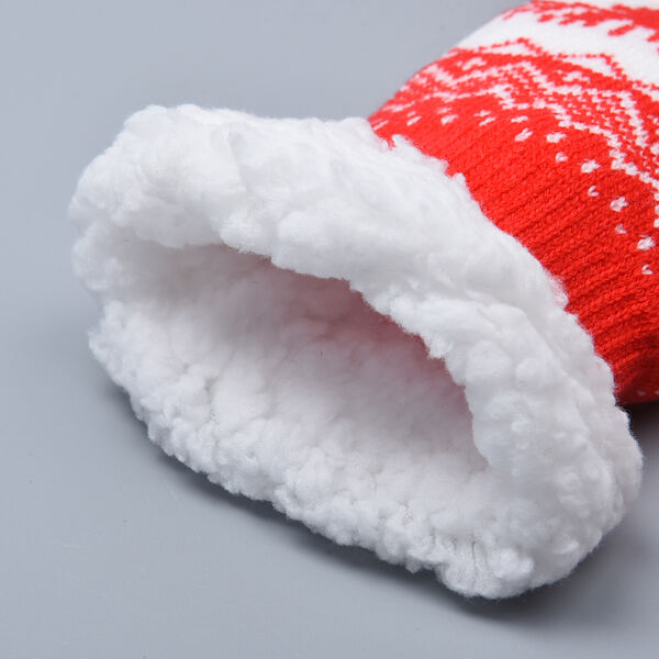 1 Paar rutschfeste Haus Socken mit Jojoba Infusion und Sherpa Futter, Einheitsgr&ouml;&szlig;e 24x23x12 cm, Rot und Wei&szlig; image number 3